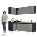 Ver imagem 5 de Armário de Cozinha Modulado de Canto Direito 4 Peças Cp42 com Pia Inox Preto/cinza - Lumil Lumil Móv
