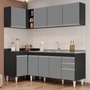 Ver imagem 2 de Armário de Cozinha Modulado de Canto Direito 4 Peças Cp42 com Pia Inox Preto/cinza - Lumil Lumil Móv