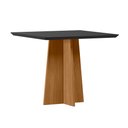 Ver imagem 1 de Mesa de Jantar para 4 Lugares 90cm Tampo Quadrado com Vidro Anitta Ypê/preto - New Ceval 23144/964