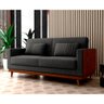 Sofá Cama Pala 203cm Reclinável Courino Marrom | Linho Chumbo - Sallar Home - 2