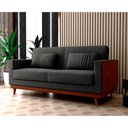 Ver imagem 2 de Sofá Cama Pala 203cm Reclinável Courino Marrom | Linho Chumbo - Sallar Home