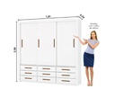 Ver imagem 2 de Guarda Roupa Casal 3 Portas de Correr 9 Gavetas 208cm Anjos Branco - Carioca Móveis