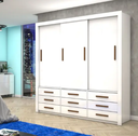 Ver imagem 1 de Guarda Roupa Casal 3 Portas de Correr 9 Gavetas 208cm Anjos Branco - Carioca Móveis