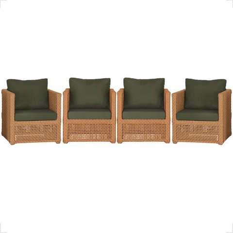 4 Poltronas Madri Alumínio Corda Náutica Estofado 13 Trama Original