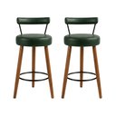 Ver imagem 1 de Kit 2 Banquetas Altas 80 Cm Estofada Corino Verde com Encosto Retrô P/ Cozinha Área Gourmet Bancada