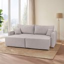 Ver imagem 1 de Sofa Cama 3 Lugares 2,00 m Pé de Madeira Los Angeles:Avelã/Linho