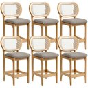 Ver imagem 1 de Kit 6 Banquetas Baixa Bar Cozinha Sala de Jantar Betta L02 Mel Tela Linho Bege - Lyam Decor
