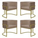Ver imagem 1 de Kit 4 Poltronas Reforçada Decorativa Sala Nayara Base Ferro Dourado Suede Capuccino