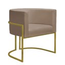 Ver imagem 6 de Kit 4 Poltronas Reforçada Decorativa Sala Nayara Base Ferro Dourado Suede Capuccino