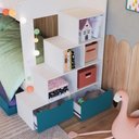 Ver imagem 4 de Beliche Infantil com Escada e Nichos com 2 Gavetões Branco/Azul - Completa Móveis