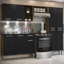 Ver imagem 2 de Cozinha Compacta c/ 3 Leds 3 pçs Pequim Multimóveis V3413 Nogueira/Preta
