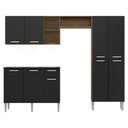 Ver imagem 6 de Cozinha Compacta c/ 3 Leds 3 pçs Pequim Multimóveis V3413 Nogueira/Preta
