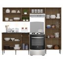 Ver imagem 5 de Cozinha Compacta c/ 3 Leds 3 pçs Pequim Multimóveis V3413 Nogueira/Preta