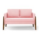 Ver imagem 7 de Kit 1 Sofá Namoradeira e 1 Poltrona Lana Suede Rosa Bebê Base de Madeira - D’Rossi