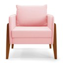 Ver imagem 6 de Kit 1 Sofá Namoradeira e 1 Poltrona Lana Suede Rosa Bebê Base de Madeira - D’Rossi