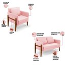 Ver imagem 5 de Kit 1 Sofá Namoradeira e 1 Poltrona Lana Suede Rosa Bebê Base de Madeira - D’Rossi