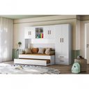 Ver imagem 4 de Quarto Infantil Ônix com Roupeiro 02 Portas, Módulo Aéreo e Cama Auxiliar Branco Nature