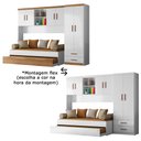 Ver imagem 5 de Quarto Infantil Ônix com Roupeiro 02 Portas, Módulo Aéreo e Cama Auxiliar Branco Nature