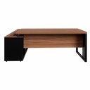 Ver imagem 4 de Mesa para Escritório com Armário Lateral 3 Gavetas MDF-MDP 170cm Nogal com Preto F5 Office
