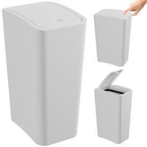 Lixeira Cesto de Lixo 8l com Tampa Click Retangular Banheiro Cozinha | Astra - Branco