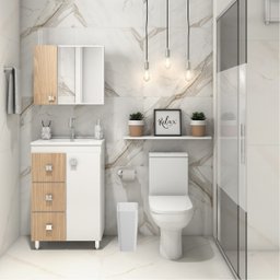 Lixeira Cesto de Lixo 8l com Tampa Click Retangular Banheiro Cozinha | Astra - Branco - 8