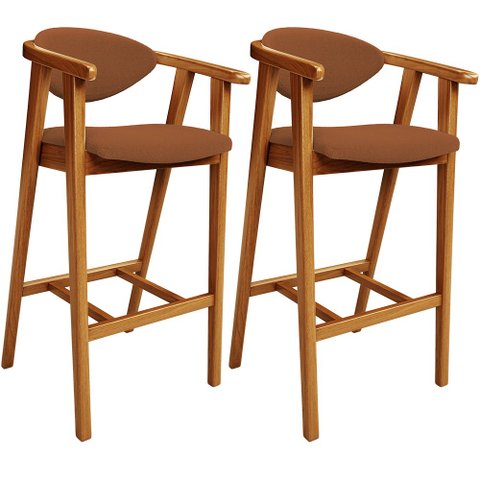 Kit 02 Banquetas Alta Cozinha Bancada Bar Sala de Jantar Fixa Cecília L02 Bouclê Terracota - Lyam De