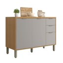 Ver imagem 6 de Balcão com Tampo 3 Portas 2 Gavetas 120cm Cinza/Freijó/Chalck