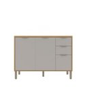 Ver imagem 2 de Balcão com Tampo 3 Portas 2 Gavetas 120cm Cinza/Freijó/Chalck