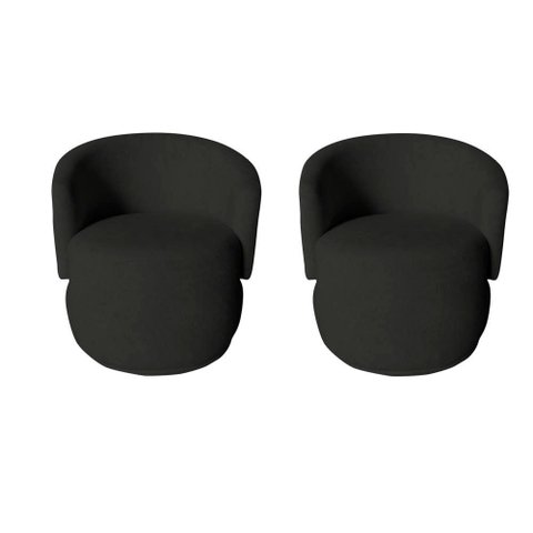 Kit 2 Poltronas Decorativa Beatriz Orgânica Veludo Preto