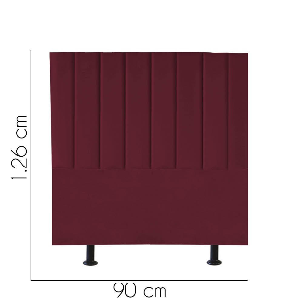 Cabeceira Estofada Carla 90CM Solteiro Suede Bordo - D A DECOR - 3