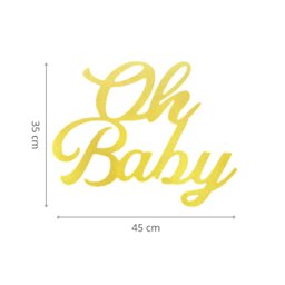 Palavra Placa Decorativa Mdf Chá Revelação Dourado 45x35 Cm - 5