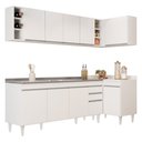 Ver imagem 1 de Armário de Cozinha Modulado de Canto Esquerdo 5 Peças Cp54 com Pia Inox Branco - Lumil Lumil Móveis