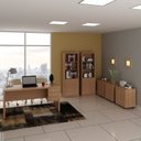 Ver imagem 1 de Kit 6 Peças com Escrivaninha, 3 Gaveteiros e 2 Armários Multiuso Alto para Escritório