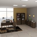 Ver imagem 1 de Kit 6 Peças com Escrivaninha, 3 Gaveteiros e 2 Armários Multiuso Alto para Escritório