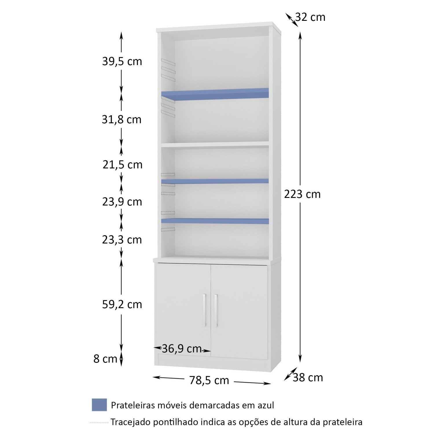 Estante para Livros 2 Portas 5 Prateleiras  - 4