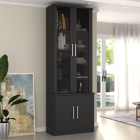Estante de Livros 4 Portas 5 Prateleiras Yescasa Preto
