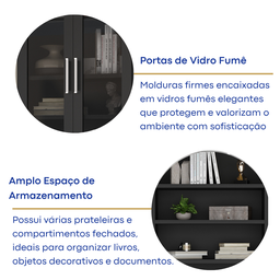 Estante de Livros 4 Portas 5 Prateleiras  - 6