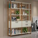 Ver imagem 1 de Estante para Livros 1 Porta 2 Gavetas 100% Mdf E92 Off White/freijó/gold - Pradel