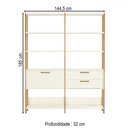 Ver imagem 4 de Estante para Livros 1 Porta 2 Gavetas 100% Mdf E92 Off White/freijó/gold - Pradel