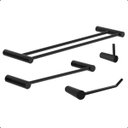 Ver imagem 1 de Kit de Acessórios para Banheiro Duplo Grego Metal 4 Peças Suporte Redondo Preto Fosco Orion