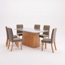 Ver imagem 2 de Conjunto Sala de Jantar Mesa Dora 160cm Tampo MDF e Vidro Canto Arredondado 6 Cadeiras Tainá