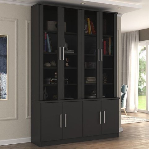 Estante para Livros 8 Portas Preto