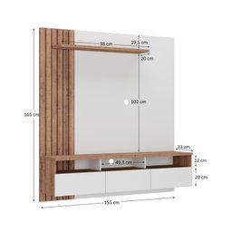 Painel para TV até 65 Polegadas 3 Gavetas Ripado Bp1065  - 4