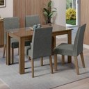 Ver imagem 1 de Conjunto Sala de Jantar Mesa Tampo de Vidro 4 Cadeiras Rustic/silver Antônia Madesa