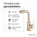 Ver imagem 3 de Torneira Luxo com Misturador Monocomando Dourada de Bancada Belcca TLM01D-Bl