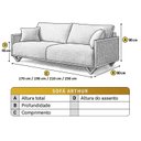 Ver imagem 3 de Sofá Fixo 3 Lugares Luxo 190cm Arthur Azul