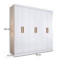 Ver imagem 4 de Guarda-roupa Casal Liberdade 6 Portas 2 Gavetas 100% Mdf Branco - Pnr Móveis