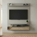 Ver imagem 1 de Painel para TV até 55 Polegadas 135CMX165CM 2 Gavetas Espelhadas BP1060E Yescasa Cinza
