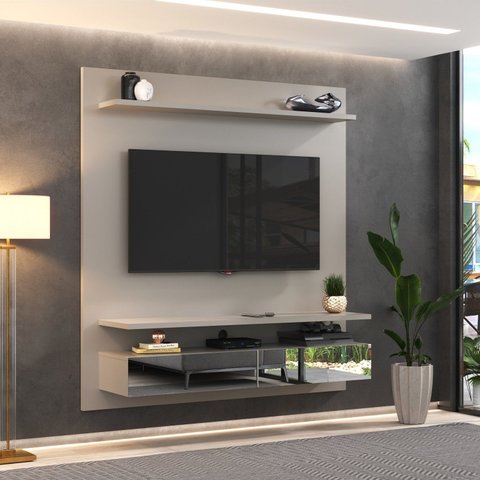 Painel para TV até 65 Polegadas 155CMX165CM 2 Gavetas Espelhadas BP1061E Foscarini Cinza