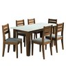 Conjunto Sala de Jantar Mesa Miami 1,60m 6 Cadeiras Dakar Cedro / Off White / Mascavo Dobuê - 1